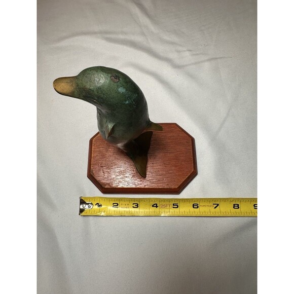 Vintage Mid Century Brass Dolphin Sculpture Statue Nautical Decor Dolphin 7” - Picture 5 of 7